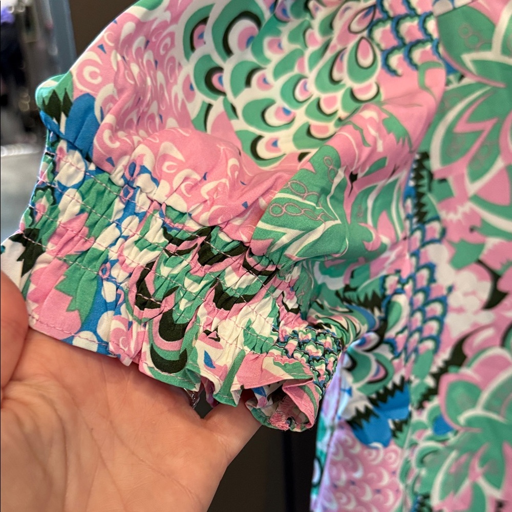 JODIFL Pink and Green Floral Blouse - Final Drop - Picture 3 of 4